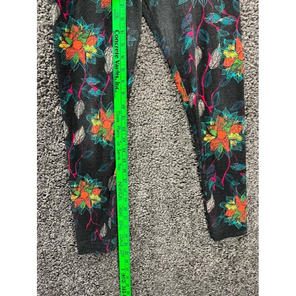 Lularoe Womens Leggings One Size Fits All Black and Neon Floral RN #142161 - Picture 5 of 13